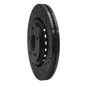 Acura MDX Brake Rotor (1) - Front Right - R1 Concepts - Drilled & Slotted - Black - `15-`25